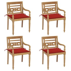 Batavia chairs, 4 units, solid teak wood with cushions. by , Garden chairs - Ref: Foro24-3073301, Price: 488,99 €, Discount: %