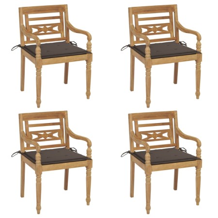 Batavia chairs, 4 units, solid teak wood with cushions. by , Garden chairs - Ref: Foro24-3073303, Price: 489,99 €, Discount: %