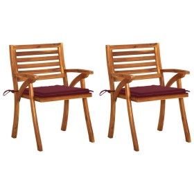 Garden dining chairs with cushions 2 pcs solid acacia wood by , Garden chairs - Ref: Foro24-3060807, Price: 184,99 €, Discoun...