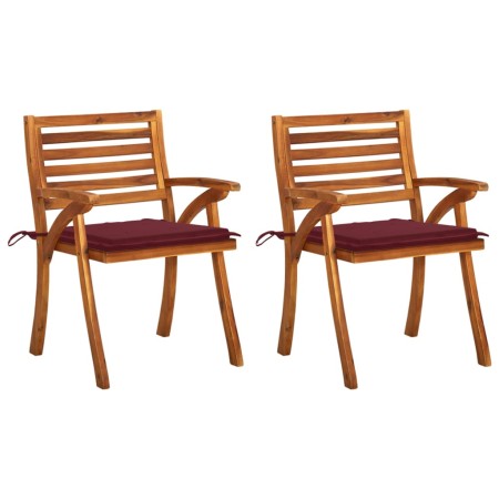 Garden dining chairs with cushions 2 pcs solid acacia wood by , Garden chairs - Ref: Foro24-3060807, Price: 195,34 €, Discoun...