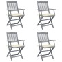 Folding garden chairs 4 pcs cushions solid acacia wood by , Garden chairs - Ref: Foro24-3064511, Price: 195,75 €, Discount: %