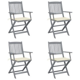 Folding garden chairs 4 pcs cushions solid acacia wood by , Garden chairs - Ref: Foro24-3064511, Price: 195,75 €, Discount: %