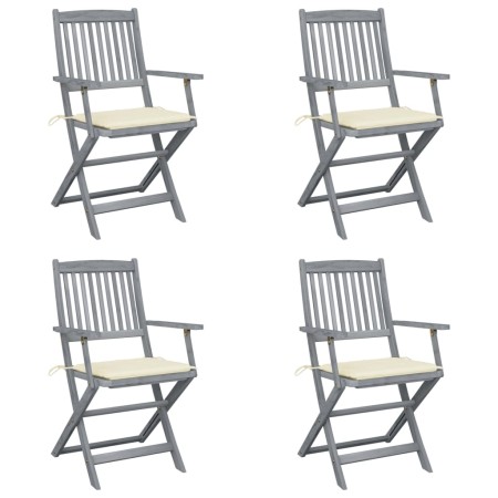 Folding garden chairs 4 pcs cushions solid acacia wood by , Garden chairs - Ref: Foro24-3064511, Price: 192,99 €, Discount: %