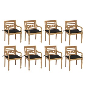 Batavia chairs 8 units solid teak wood with cushions by , Garden chairs - Ref: Foro24-3073356, Price: 976,69 €, Discount: %