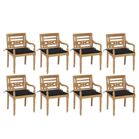 Batavia chairs 8 units solid teak wood with cushions by , Garden chairs - Ref: Foro24-3073356, Price: 975,68 €, Discount: %