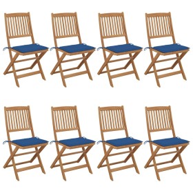 8 pcs folding garden chairs and solid acacia wood cushions by , Garden chairs - Ref: Foro24-3075031, Price: 422,51 €, Discoun...