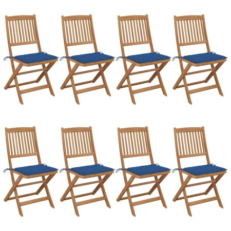 8 pcs folding garden chairs and solid acacia wood cushions by , Garden chairs - Ref: Foro24-3075031, Price: 422,51 €, Discoun...