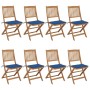 8 pcs folding garden chairs and solid acacia wood cushions by , Garden chairs - Ref: Foro24-3075031, Price: 422,51 €, Discoun...