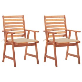 Garden dining chairs and cushions 2 pcs solid acacia wood by , Garden chairs - Ref: Foro24-3064323, Price: 132,85 €, Discount: %