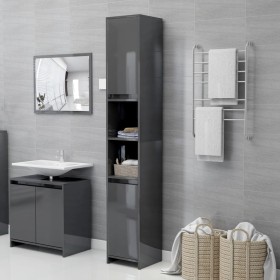 Glossy gray plywood bathroom cabinet 30x30x183.5 cm by vidaXL, Bathroom furniture - Ref: Foro24-802677, Price: 130,99 €, Disc...