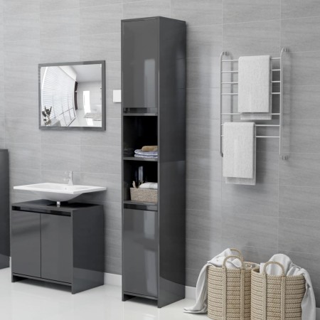 Glossy gray plywood bathroom cabinet 30x30x183.5 cm by vidaXL, Bathroom furniture - Ref: Foro24-802677, Price: 130,41 €, Disc...