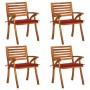 Garden chairs with cushions, 4 units, solid acacia wood. by , Garden chairs - Ref: Foro24-3075180, Price: 380,93 €, Discount: %