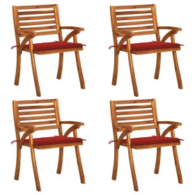 Garden chairs with cushions, 4 units, solid acacia wood. by , Garden chairs - Ref: Foro24-3075180, Price: 359,99 €, Discount: %