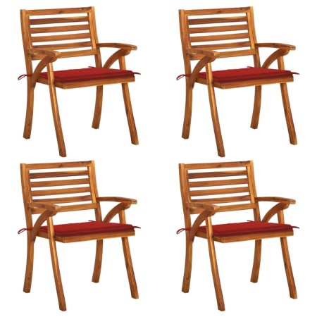 Garden chairs with cushions, 4 units, solid acacia wood. by , Garden chairs - Ref: Foro24-3075180, Price: 380,93 €, Discount: %