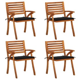 Garden chairs with cushions 4 units solid acacia wood by , Garden chairs - Ref: Foro24-3075181, Price: 380,93 €, Discount: %