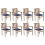 Stackable garden chairs 8 pcs solid teak wood with cushions by , Garden chairs - Ref: Foro24-3073443, Price: 944,89 €, Discou...