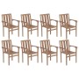 Stackable garden chairs 8 pcs solid teak wood with cushions by , Garden chairs - Ref: Foro24-3073443, Price: 944,89 €, Discou...