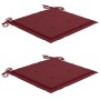 Sillas de jardín 2 uds madera de teca con cojines rojo tinto de , Sillas de jardín - Ref: Foro24-3062271, Precio: 181,04 €, D...