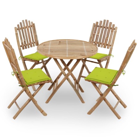 5-piece folding outdoor dining set with bamboo cushions by , Garden sets - Ref: Foro24-3063971, Price: 262,97 €, Discount: %