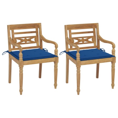 Batavia chairs 2 units solid teak with royal blue cushions by , Garden chairs - Ref: Foro24-3062137, Price: 247,90 €, Discoun...