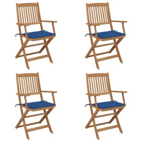 4 pcs folding garden chairs and solid acacia wood cushions by , Garden chairs - Ref: Foro24-3064627, Price: 218,26 €, Discoun...