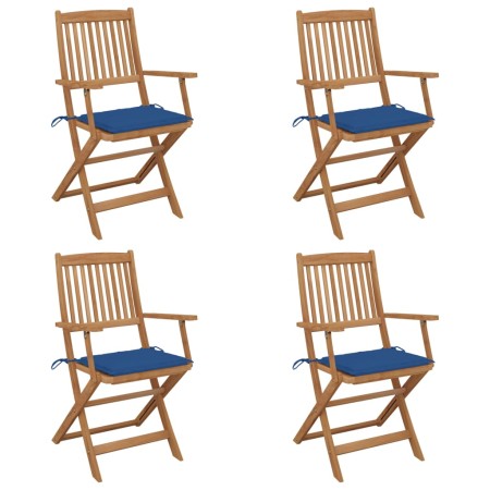 4 pcs folding garden chairs and solid acacia wood cushions by , Garden chairs - Ref: Foro24-3064627, Price: 217,99 €, Discoun...