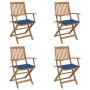 4 pcs folding garden chairs and solid acacia wood cushions by , Garden chairs - Ref: Foro24-3064627, Price: 217,99 €, Discoun...