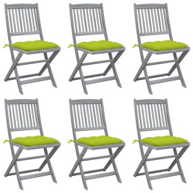 Folding garden chairs 6 pcs solid acacia wood cushions by , Garden chairs - Ref: Foro24-3065460, Price: 307,99 €, Discount: %