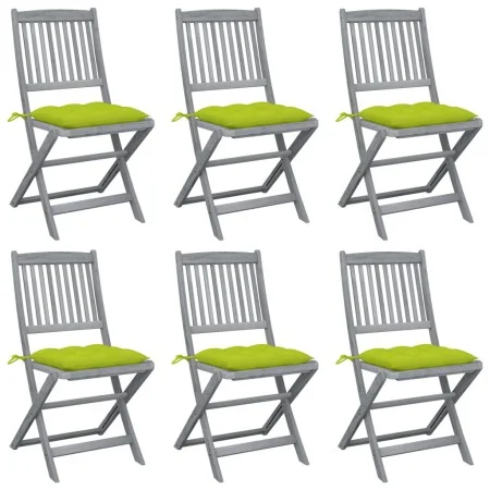 Folding garden chairs 6 pcs solid acacia wood cushions by , Garden chairs - Ref: Foro24-3065460, Price: 314,89 €, Discount: %