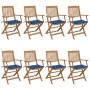 8 pcs folding garden chairs and solid acacia wood cushions by , Garden chairs - Ref: Foro24-3074977, Price: 460,15 €, Discoun...