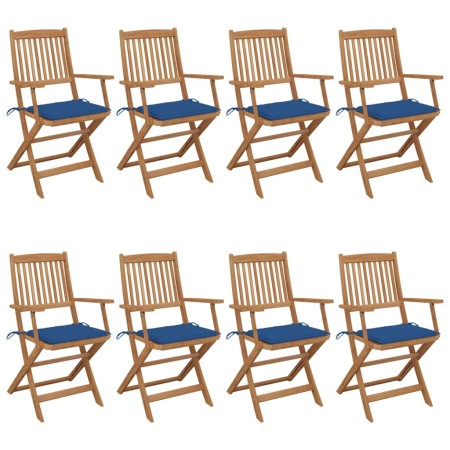 8 pcs folding garden chairs and solid acacia wood cushions by , Garden chairs - Ref: Foro24-3074977, Price: 460,15 €, Discoun...