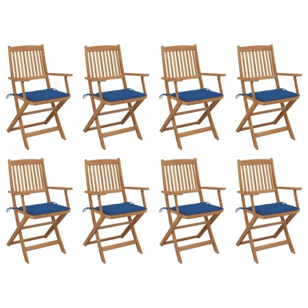 8 pcs folding garden chairs and solid acacia wood cushions by , Garden chairs - Ref: Foro24-3075095, Price: 432,97 €, Discoun...