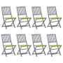 8 pcs folding garden chairs and solid acacia wood cushions by , Garden chairs - Ref: Foro24-3078301, Price: 405,36 €, Discoun...