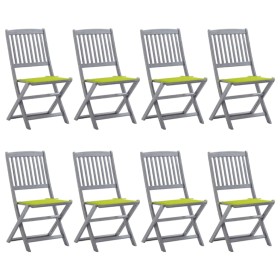 8 pcs folding garden chairs and solid acacia wood cushions by , Garden chairs - Ref: Foro24-3078301, Price: 395,99 €, Discoun...