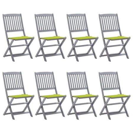 8 pcs folding garden chairs and solid acacia wood cushions by , Garden chairs - Ref: Foro24-3078301, Price: 405,36 €, Discoun...