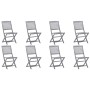 8 pcs folding garden chairs and solid acacia wood cushions by , Garden chairs - Ref: Foro24-3078301, Price: 405,36 €, Discoun...