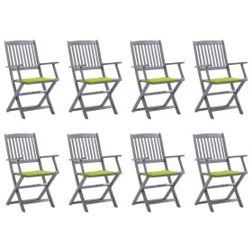 8 pcs folding garden chairs and solid acacia wood cushions by , Garden chairs - Ref: Foro24-3078273, Price: 379,99 €, Discoun...