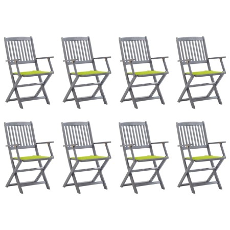 8 pcs folding garden chairs and solid acacia wood cushions by , Garden chairs - Ref: Foro24-3078273, Price: 388,33 €, Discoun...