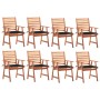 Garden dining chairs and cushions 8 units solid acacia wood by , Garden chairs - Ref: Foro24-3078381, Price: 553,16 €, Discou...