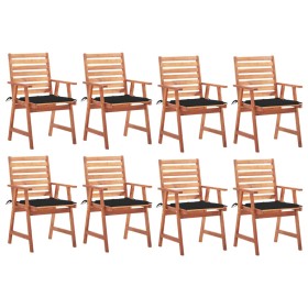 Garden dining chairs and cushions 8 units solid acacia wood by , Garden chairs - Ref: Foro24-3078381, Price: 553,16 €, Discou...