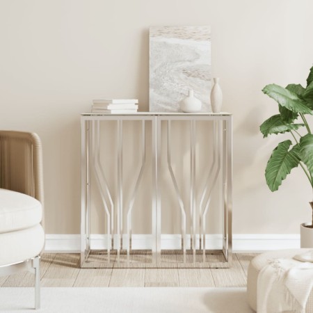 Silver stainless steel and glass console table 70x30x70 cm by , Side tables - Ref: Foro24-350035, Price: 171,15 €, Discount: %