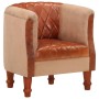 Cubic armchair in real leather and solid brown mango wood by , Armchairs - Ref: Foro24-320603, Price: 230,66 €, Discount: %