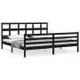 Double bed frame with black solid wood headboard by vidaXL, Beds and slatted bases - Ref: Foro24-3194850, Price: 160,46 €, Di...