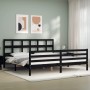 Double bed frame with black solid wood headboard by vidaXL, Beds and slatted bases - Ref: Foro24-3194850, Price: 160,46 €, Di...