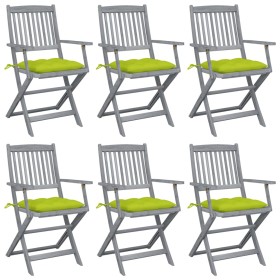 Folding garden chairs 6 pcs solid acacia wood cushions by , Garden chairs - Ref: Foro24-3065433, Price: 298,10 €, Discount: %