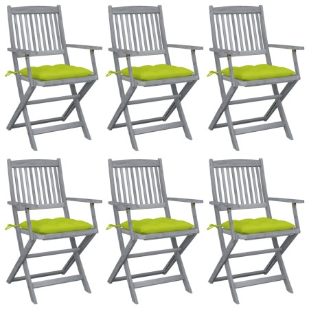 Folding garden chairs 6 pcs solid acacia wood cushions by , Garden chairs - Ref: Foro24-3065433, Price: 298,10 €, Discount: %