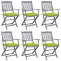 Folding garden chairs 6 pcs solid acacia wood cushions by , Garden chairs - Ref: Foro24-3065433, Price: 298,10 €, Discount: %