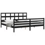 Double bed frame with black solid wood headboard by vidaXL, Beds and slatted bases - Ref: Foro24-3194850, Price: 160,46 €, Di...