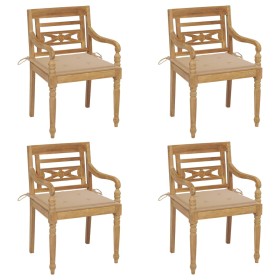 Batavia chairs 4 units solid teak wood with cushions by , Garden chairs - Ref: Foro24-3073298, Price: 489,75 €, Discount: %