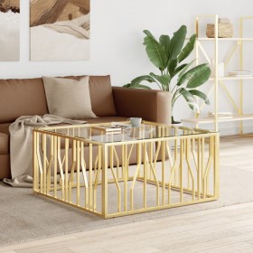 Stainless steel and glass coffee table 100x100x50 cm by , Coffee table - Ref: Foro24-350066, Price: 293,80 €, Discount: %